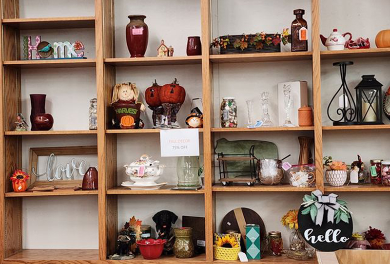 Thrift-4 shelves of items for sale